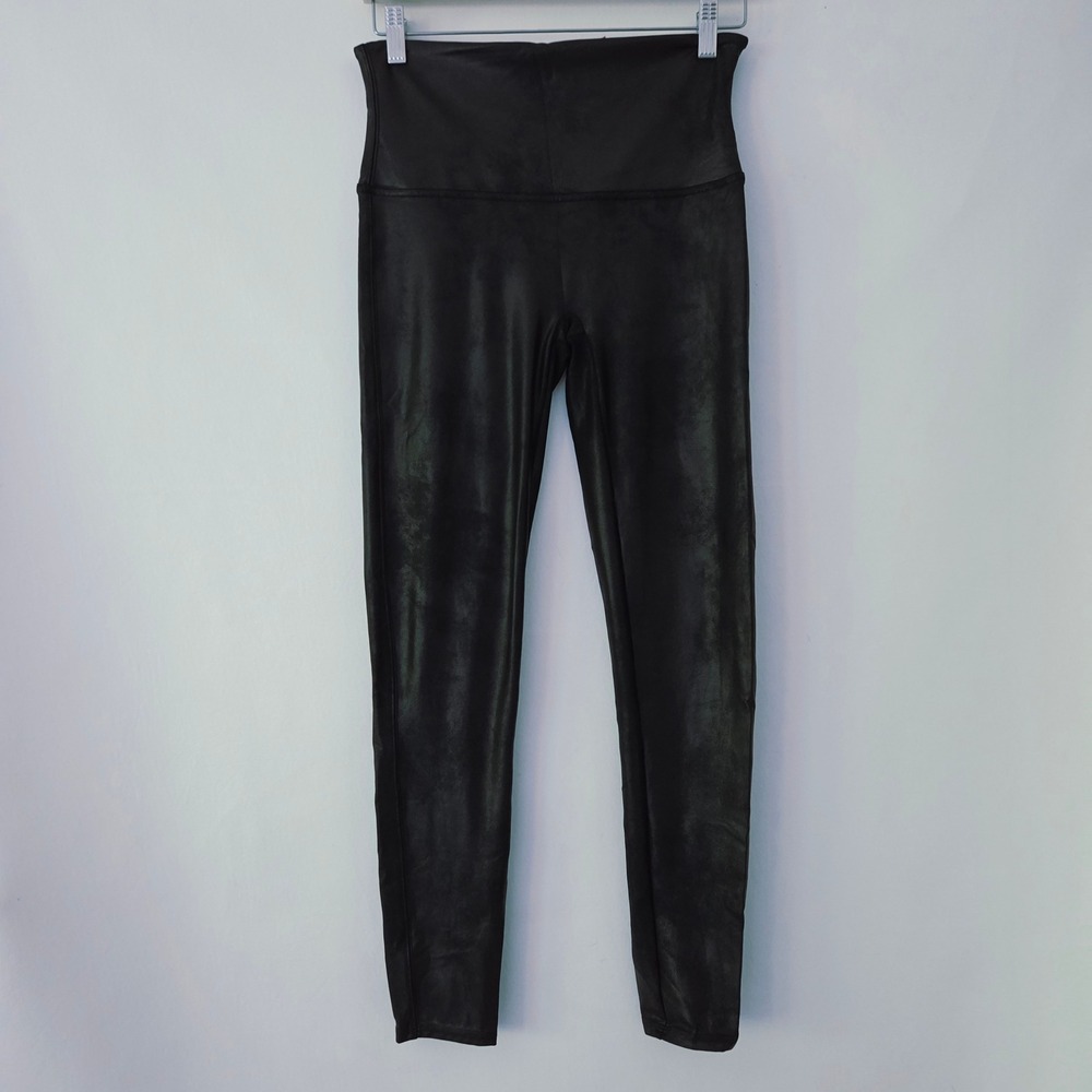Spanx Faux Leather Leggings Black High Waisted Shaper Womens XL